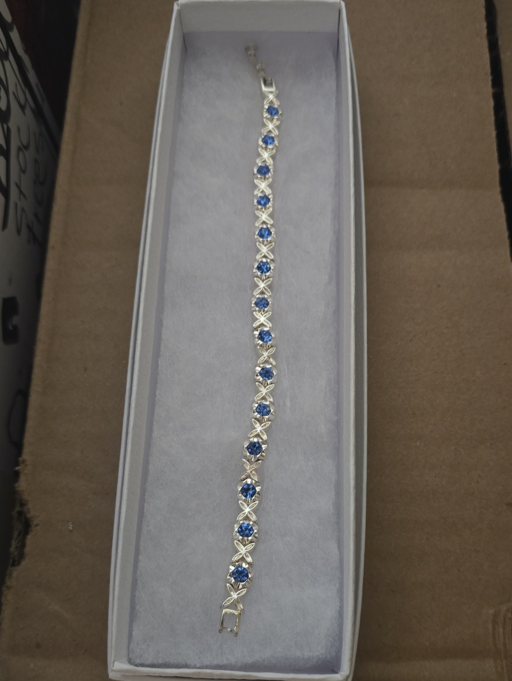 Silver Bracelet with Blue Gemstones